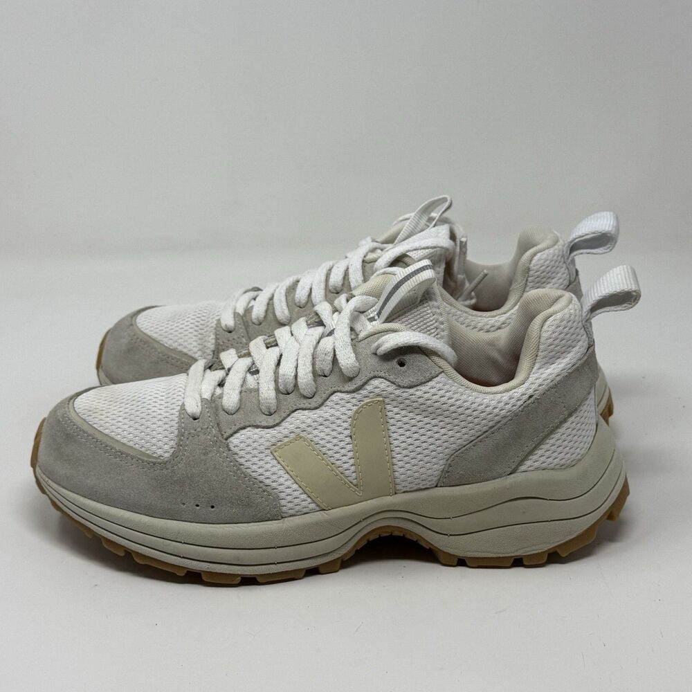 Veja Venturi Alveomesh Shoes Womens 8 White Beige Mesh Suede Comfort Sneakers - Picture 2 of 16